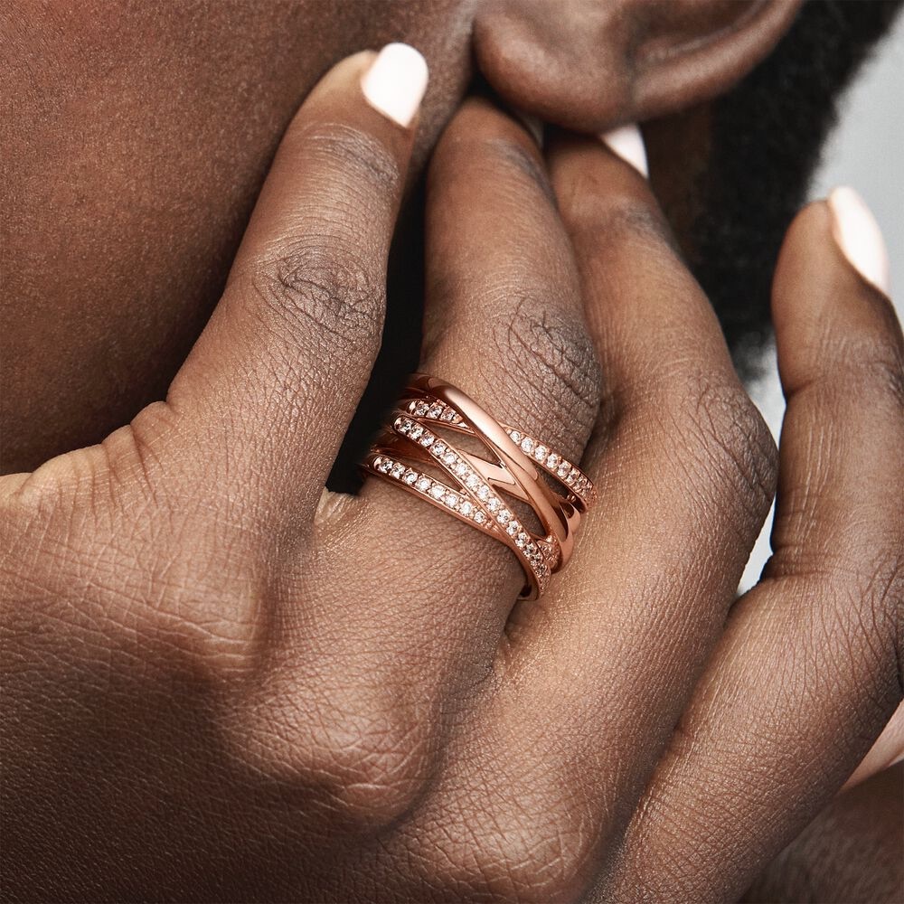 Pandora Sparkling & Polished Lines Ring - Picture 2 of 5